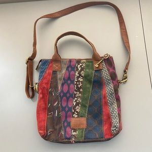 Vintage Fossil Patchwork Crossbody Bag